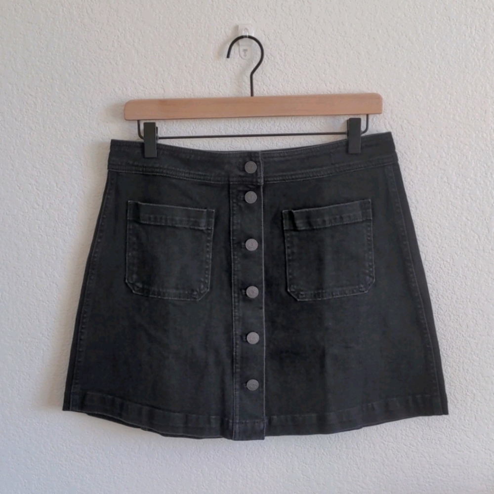 MADEWELL Stretch Denim A-Line Skirt, SZ 8 in Black